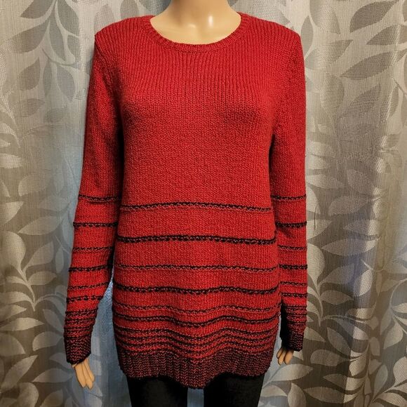 J. Jill Red and Black Loose Fit Sweater Size XS - Picture 2 of 10